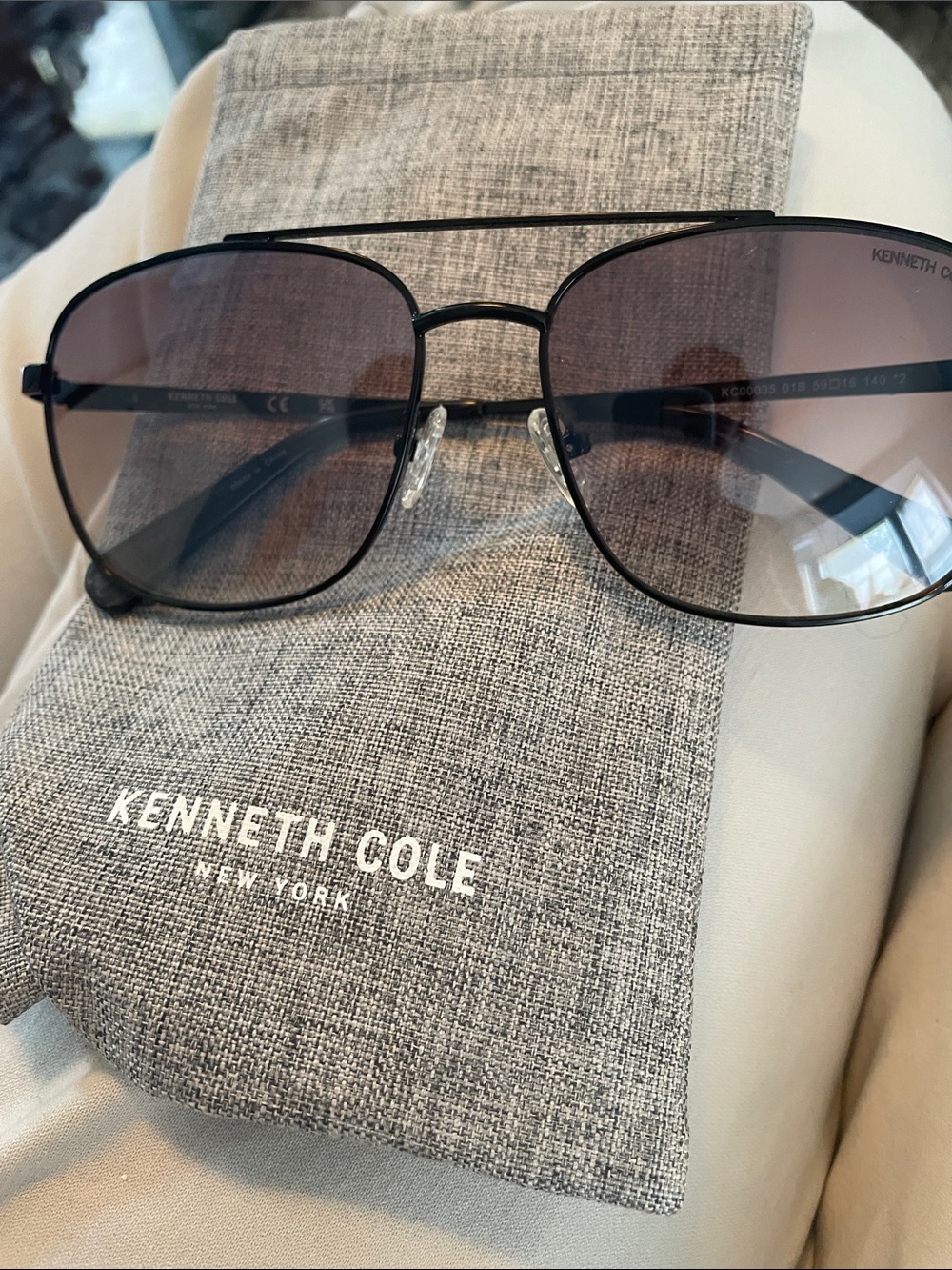 Authentic Kenneth Cole Aviator Sunglasses with Dark Lenses